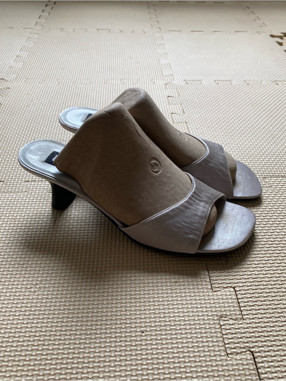 Unlisted Womens Silver Open-Toe Mid Heel Size 8